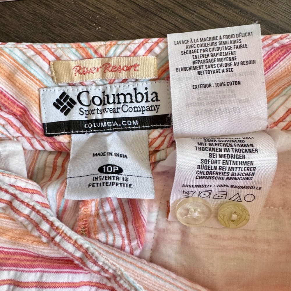 Columbia River Resort Striped Shorts Pink Cotton Petite 10 Summer - Picture 6 of 6